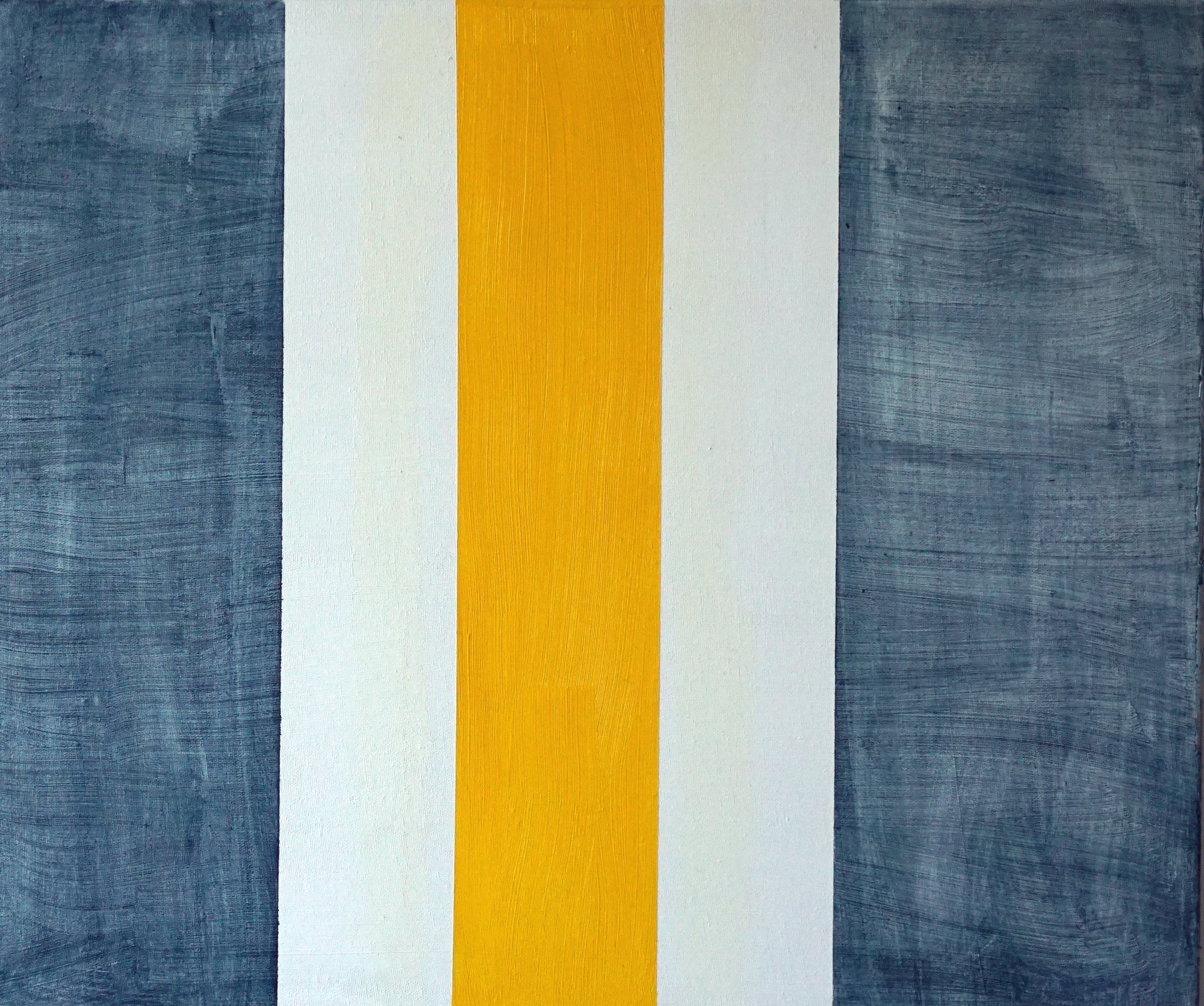 blue, white and yellow stripes on canvas